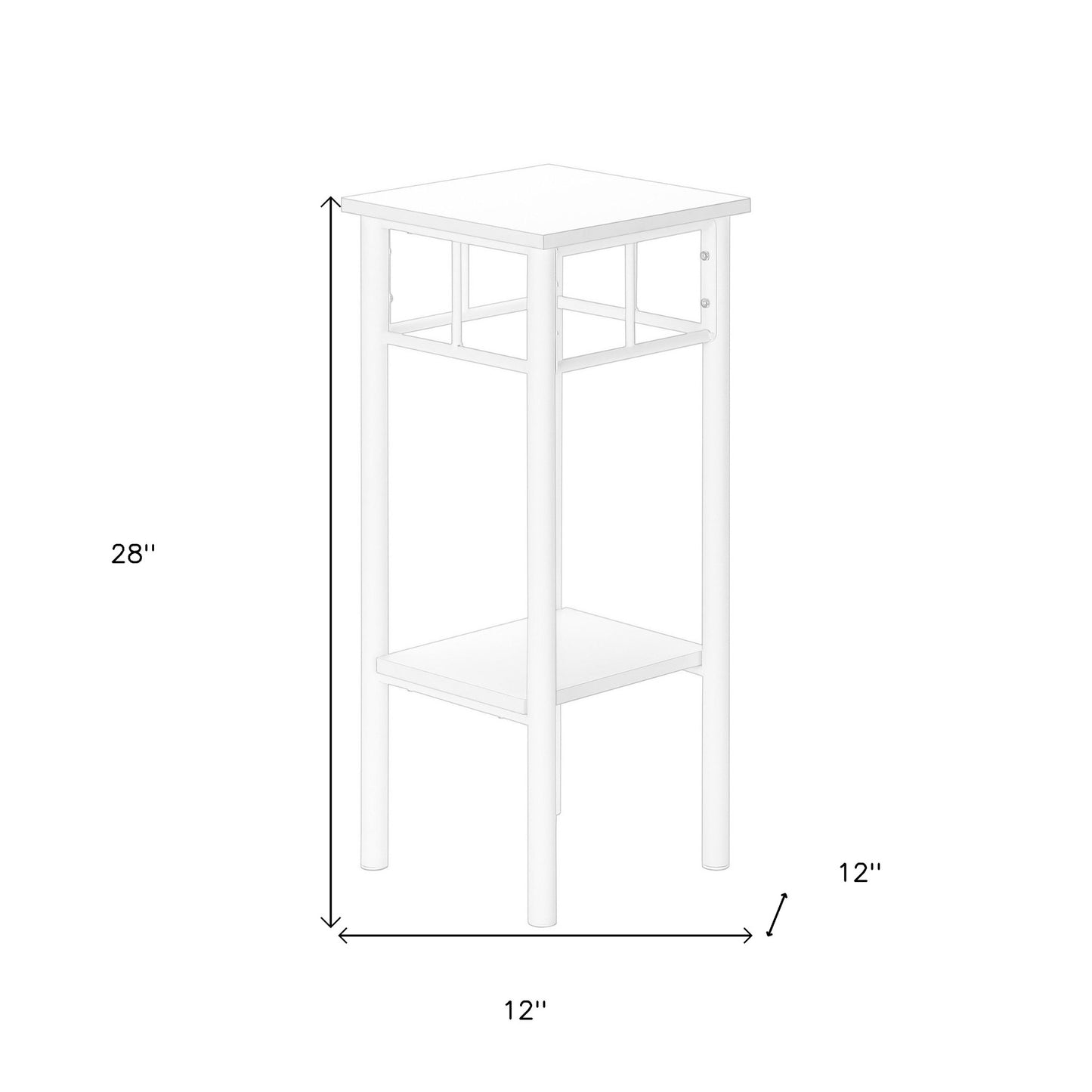 28" White End Table With Shelf