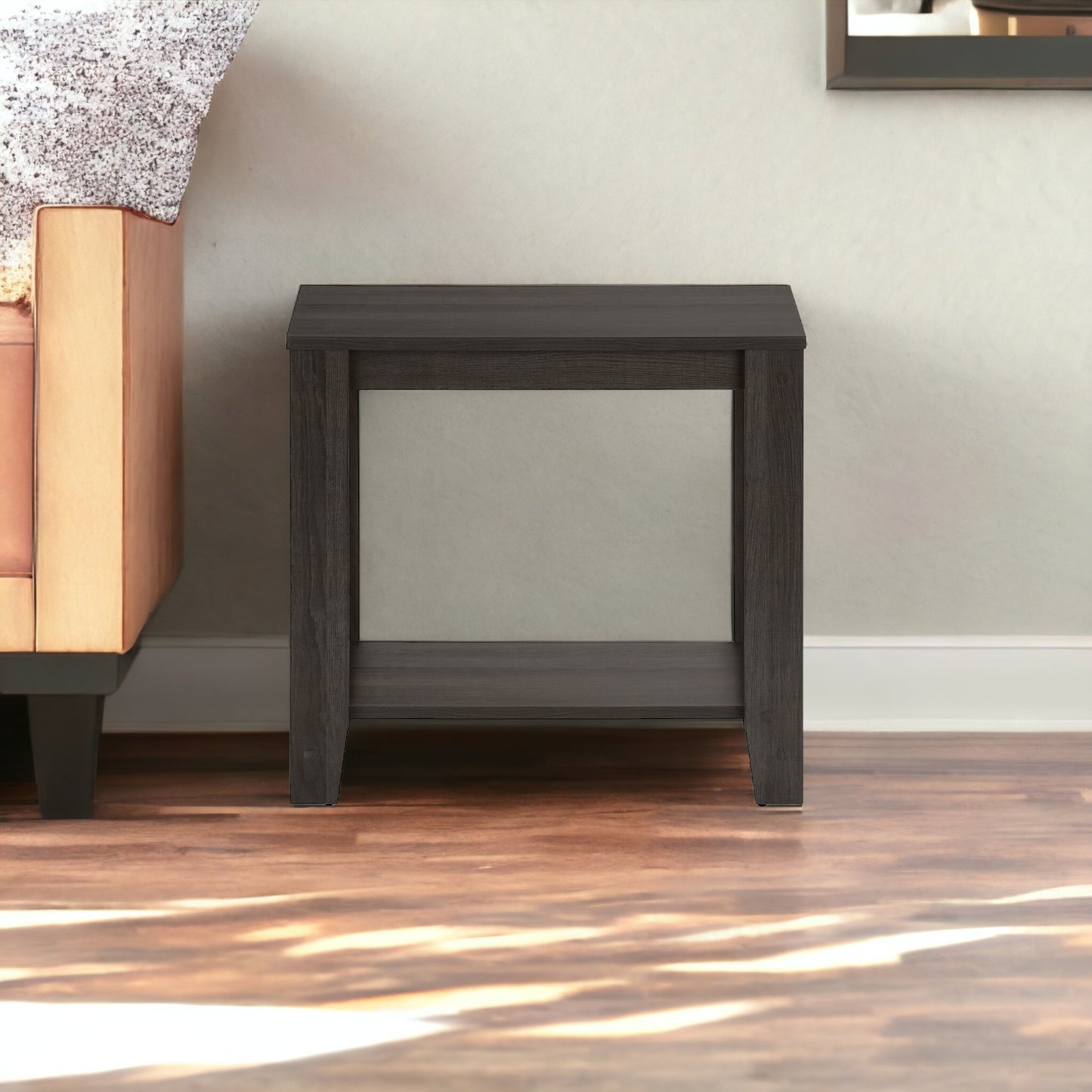 22" Oak End Table With Shelf