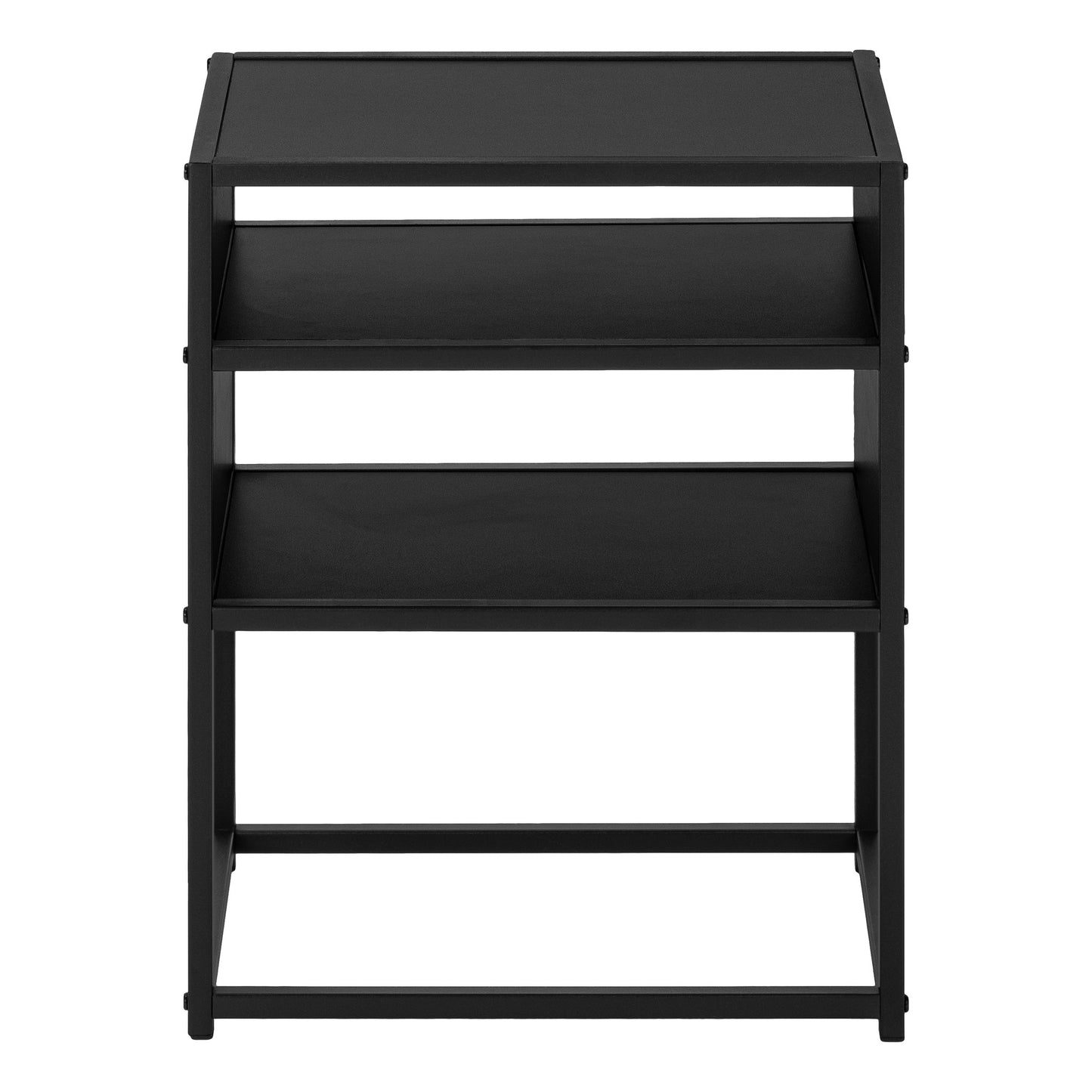 22" Black End Table With Two Shelves