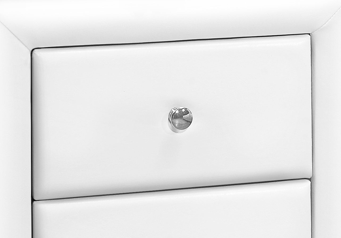 21" White Faux Leather Two Drawer Nightstand
