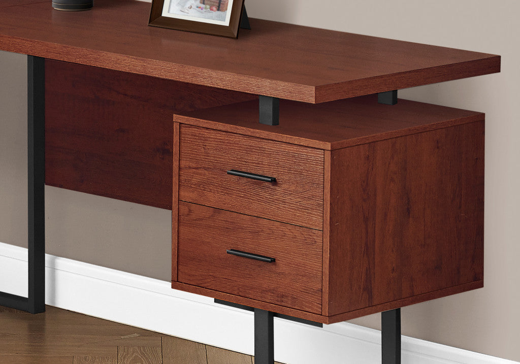 70" Brown And Black L Shape Computer Desk