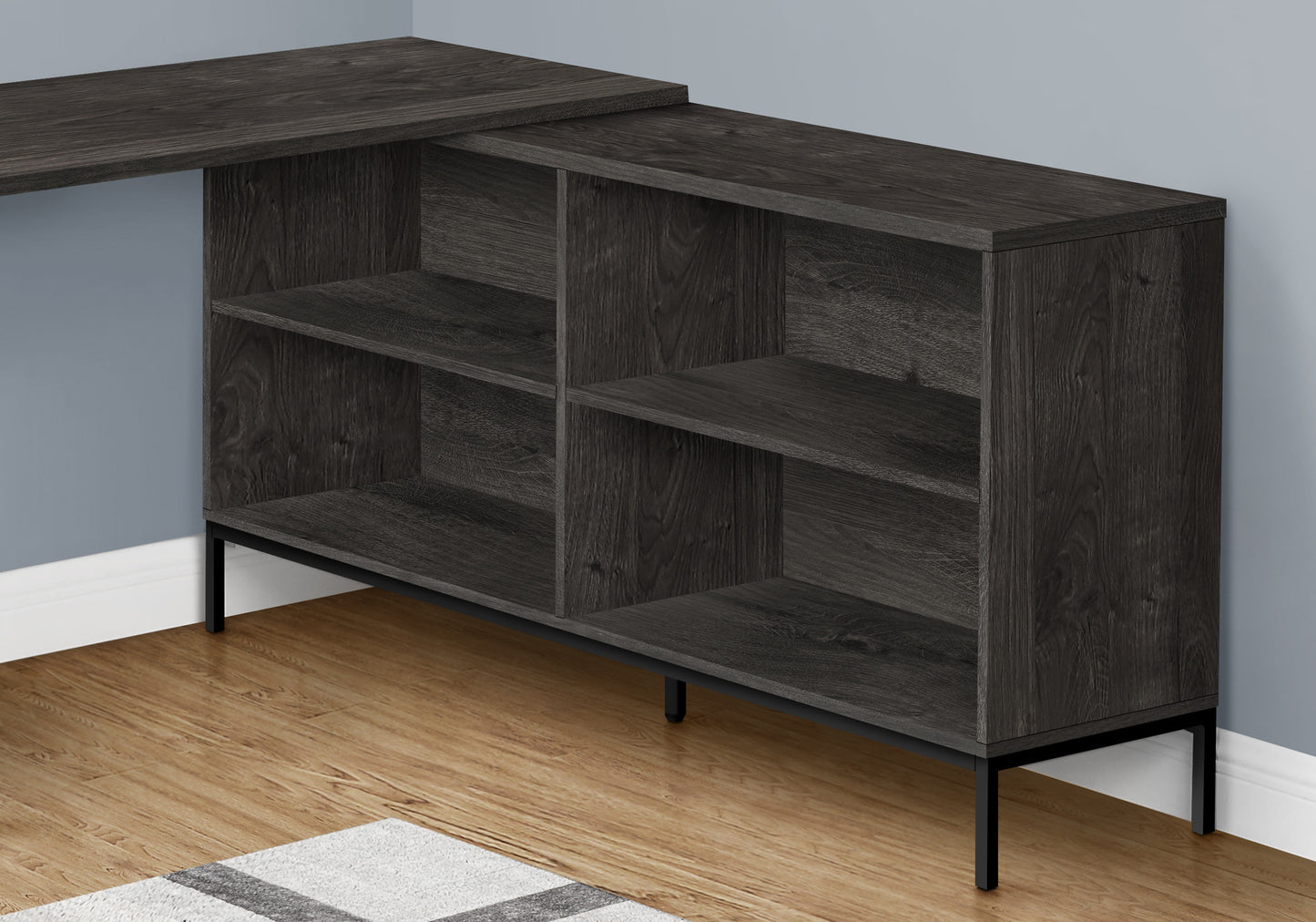60" Dark Gray And Black Computer Desk