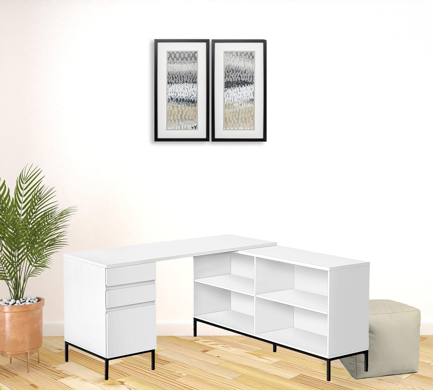 60" White And Black Computer Desk