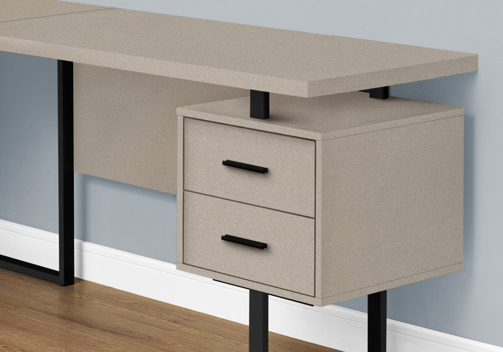 71" Taupe And Black L Shape Computer Desk