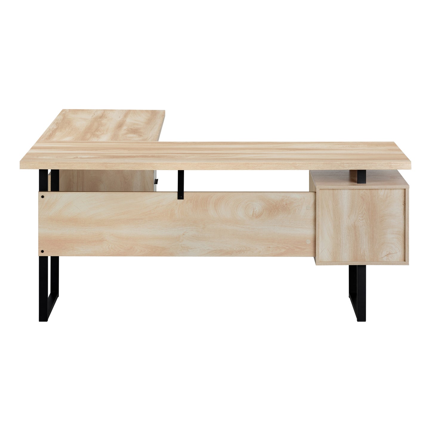 71" Natural And Black L Shape Computer Desk