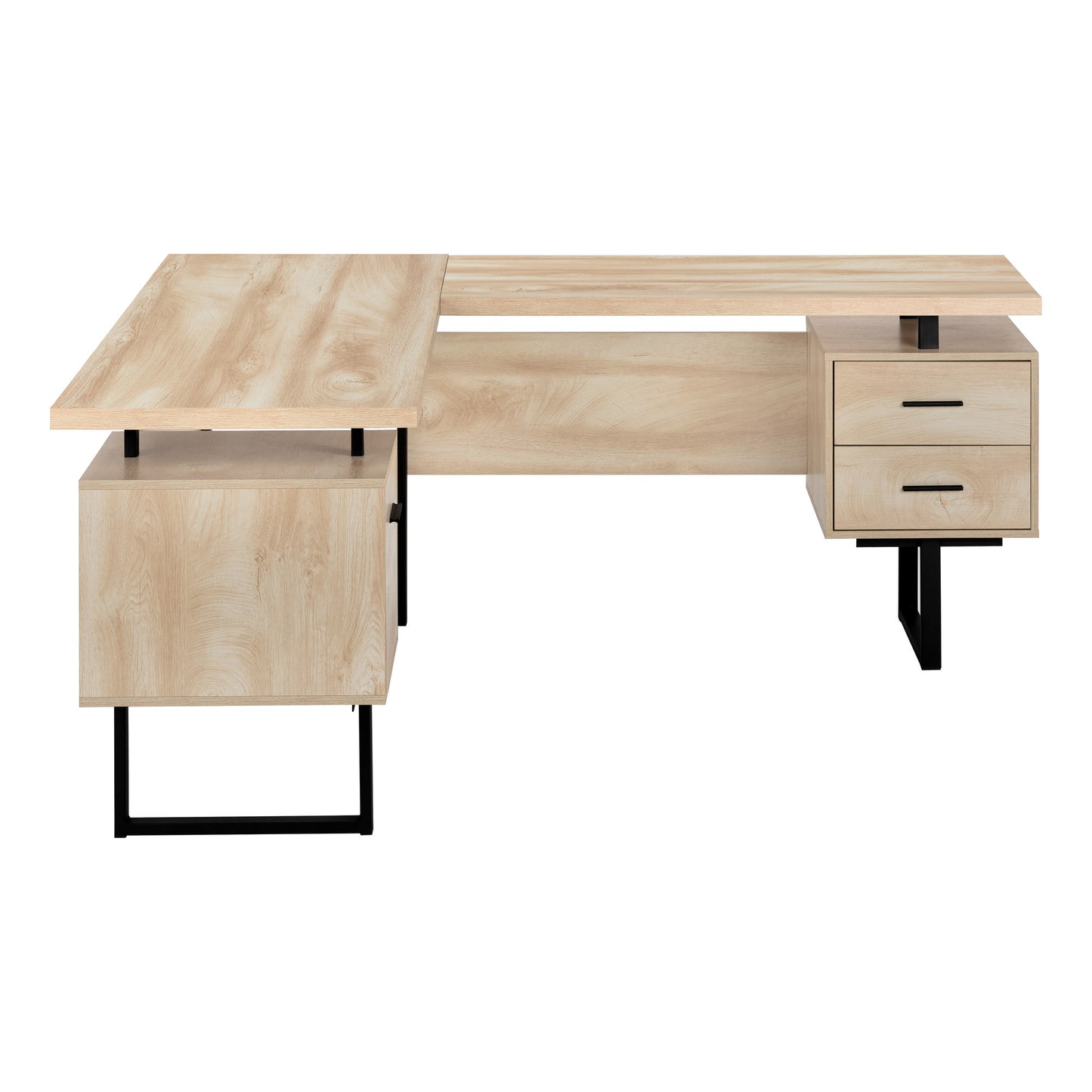 71" Natural And Black L Shape Computer Desk