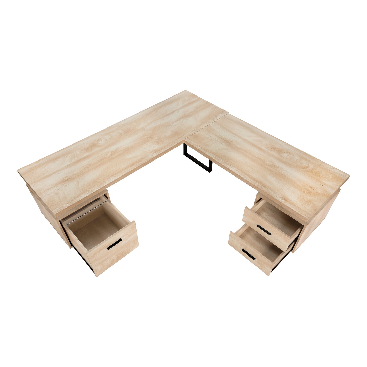 71" Natural And Black L Shape Computer Desk
