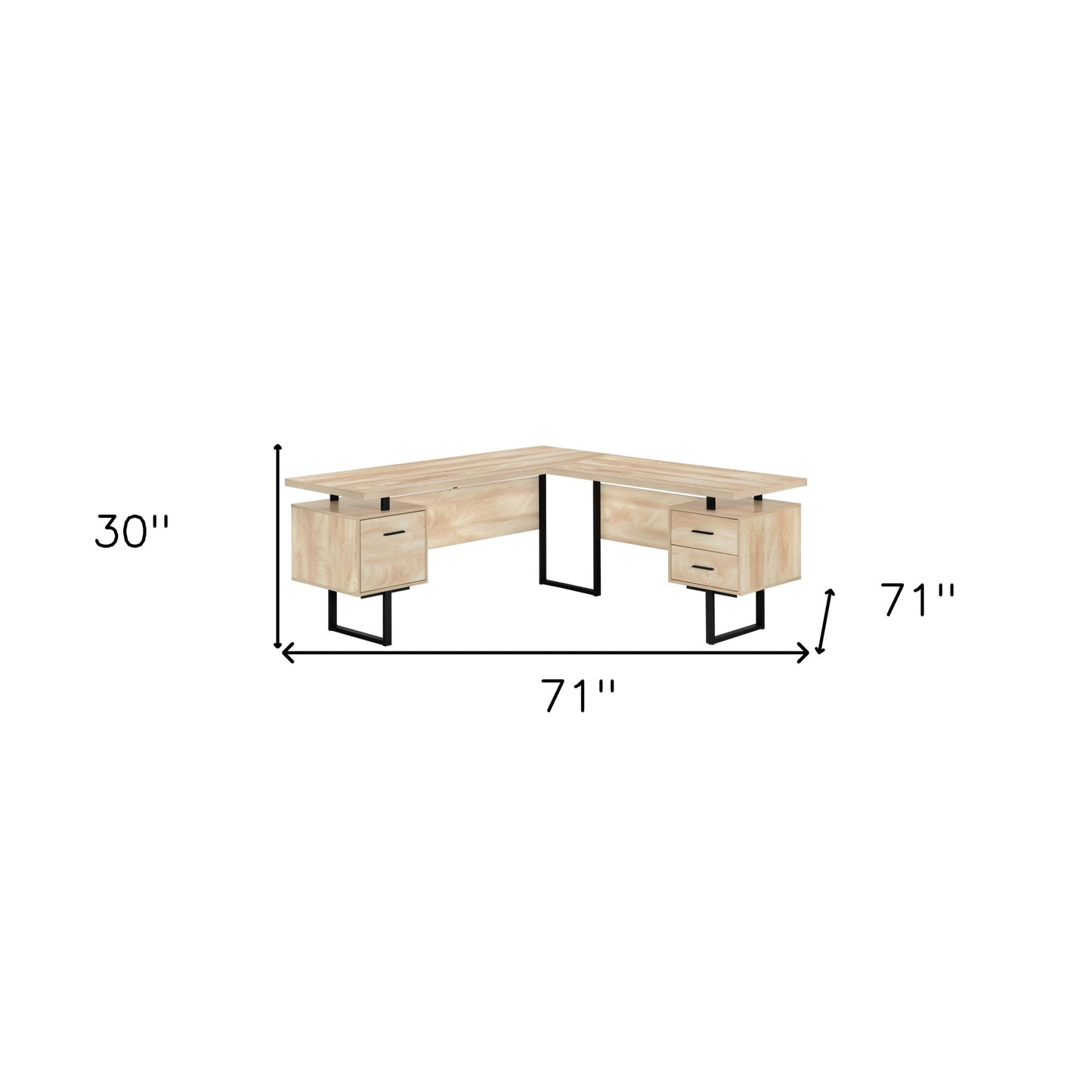 71" Natural And Black L Shape Computer Desk