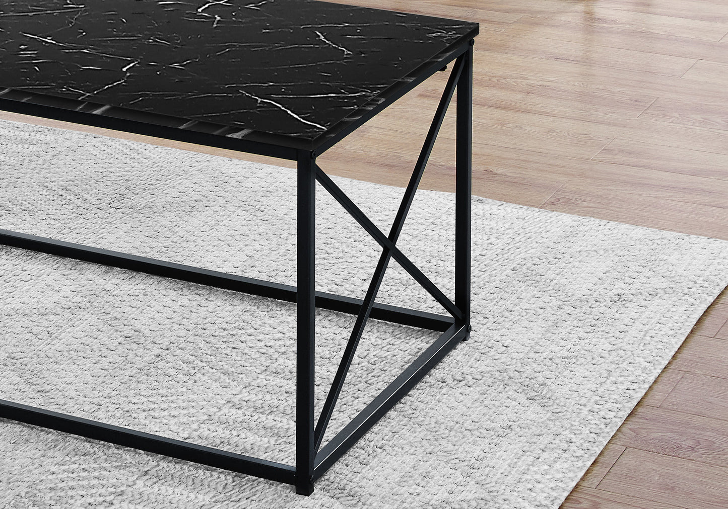 Set Of Three 42" Black Rectangular Coffee Table
