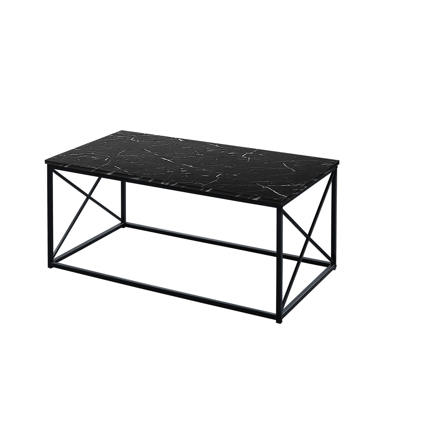 Set Of Three 42" Black Rectangular Coffee Table