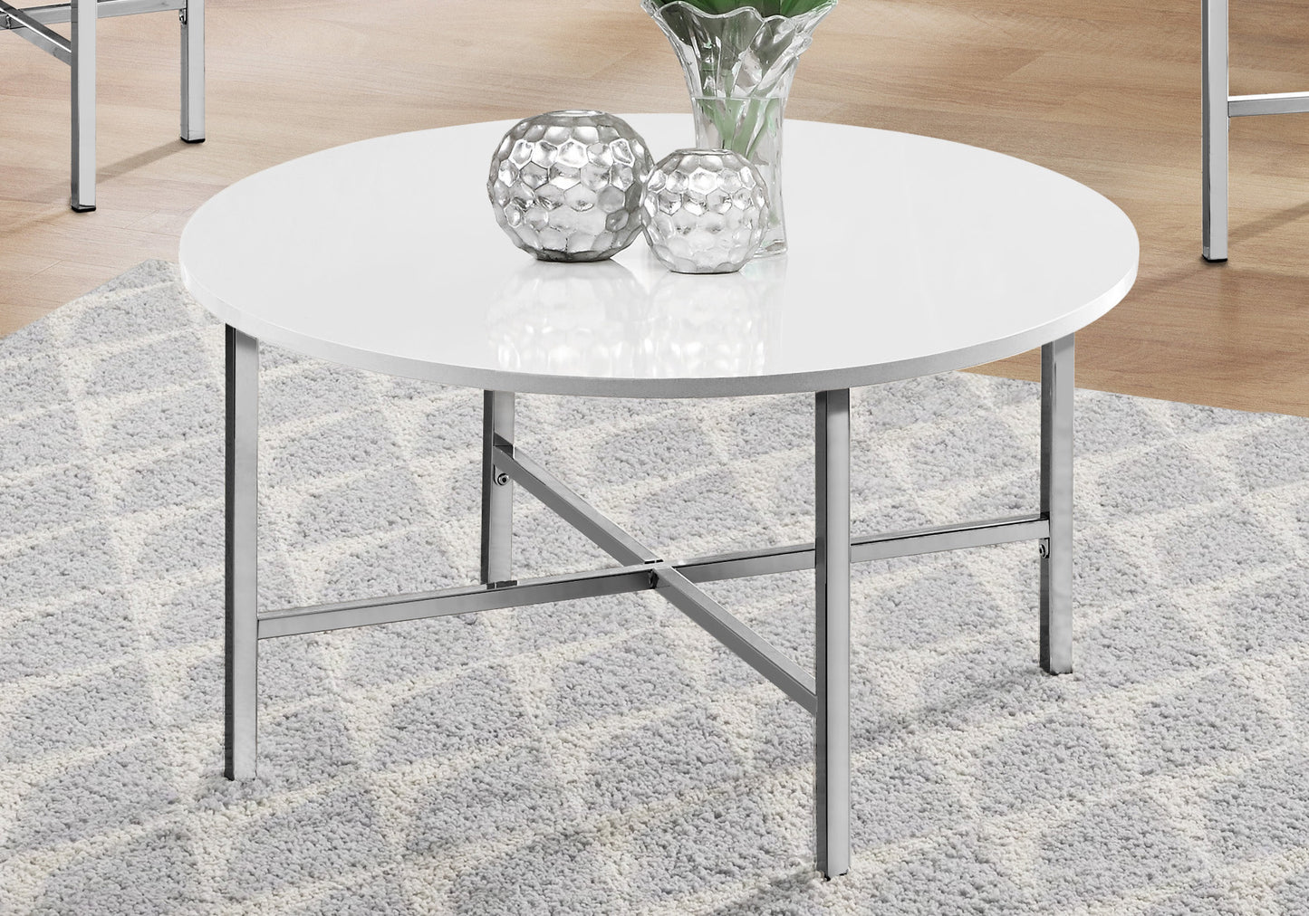 Set Of Three 36" White Round Coffee Table