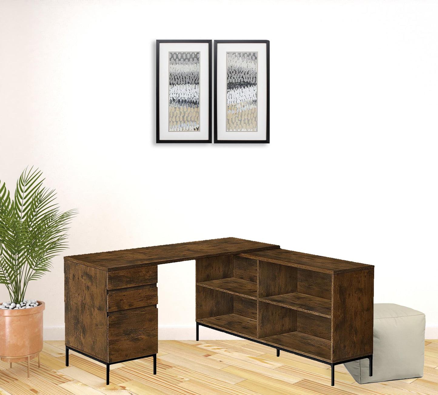 60" Brown And Black Computer Desk