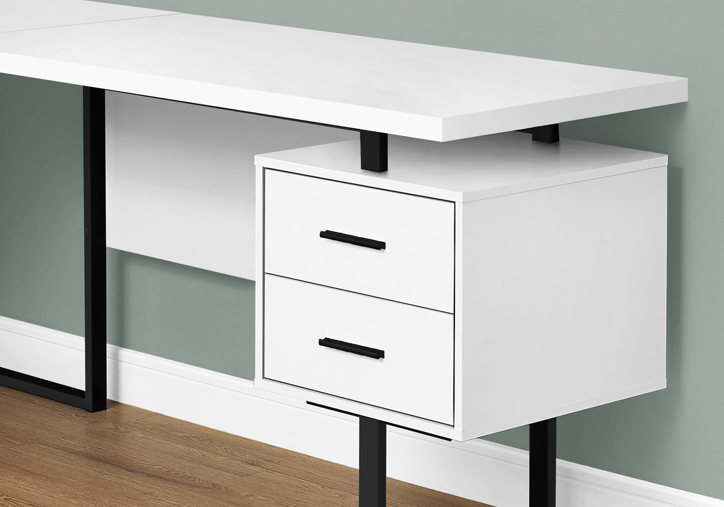 71" White And Black L Shape Computer Desk