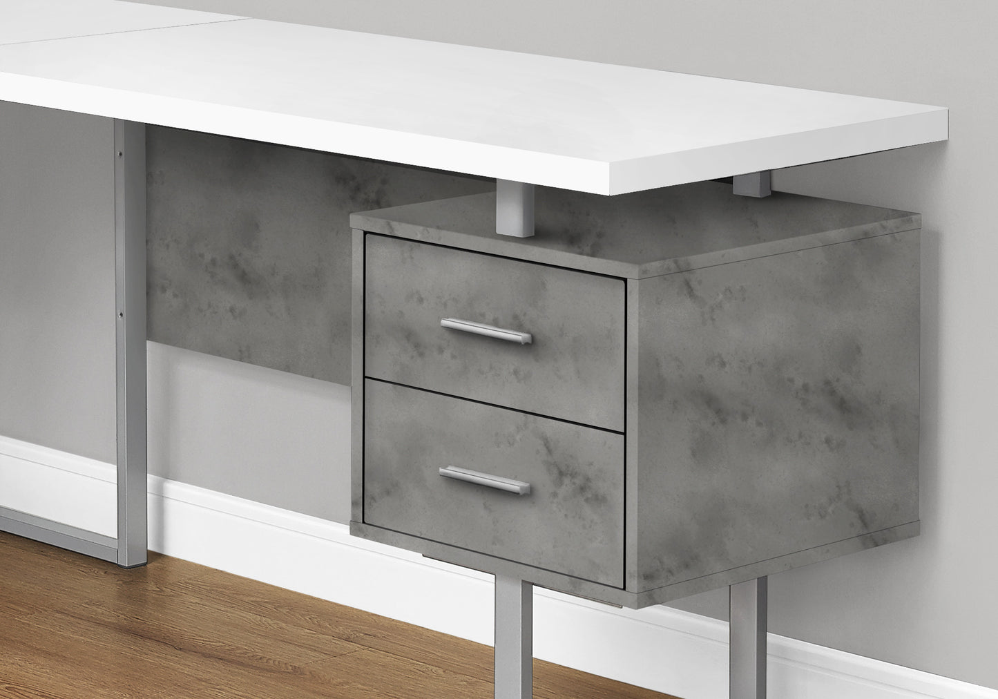 71" White And Gray L Shape Computer Desk