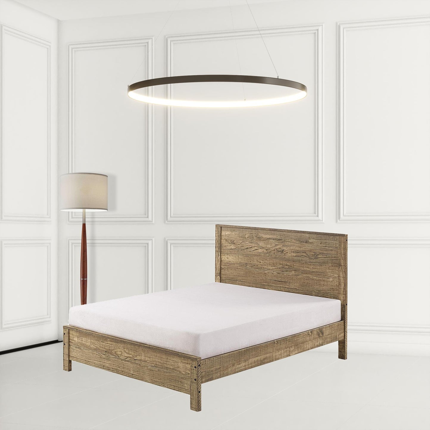 Walnut Brown Solid Wood Queen Bed Frame