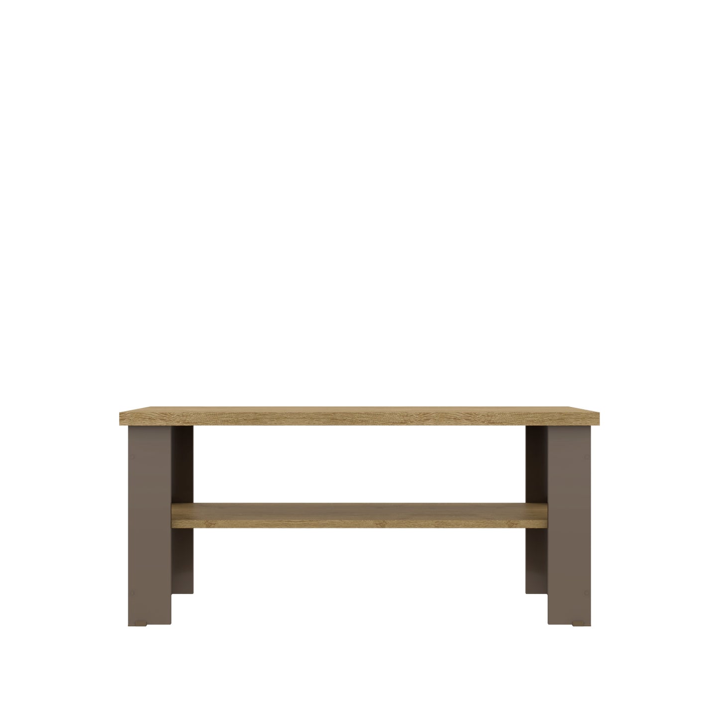 35" Natural Brown Rectangular Coffee Table With Shelf