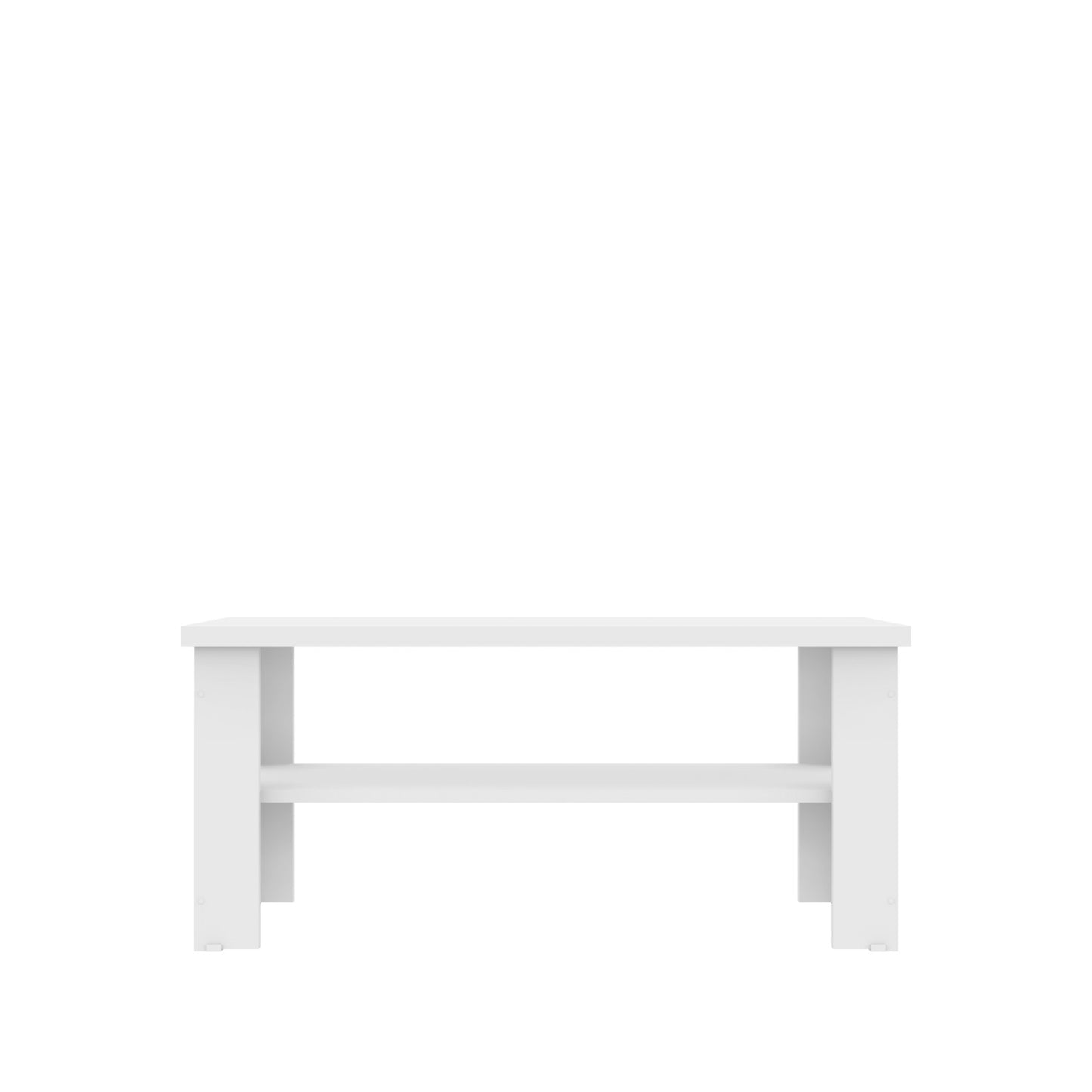35" White Rectangular Coffee Table With Shelf