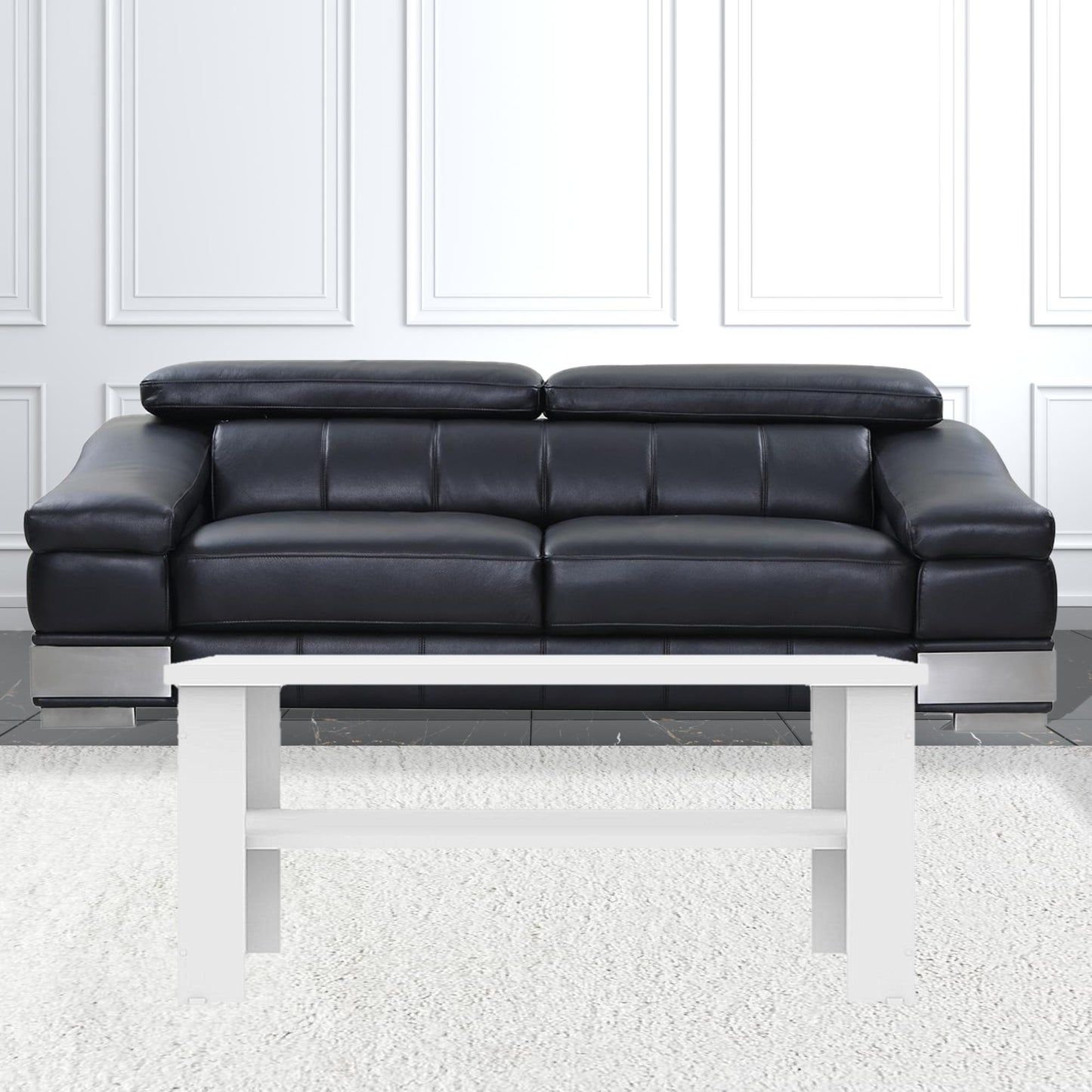 35" White Rectangular Coffee Table With Shelf