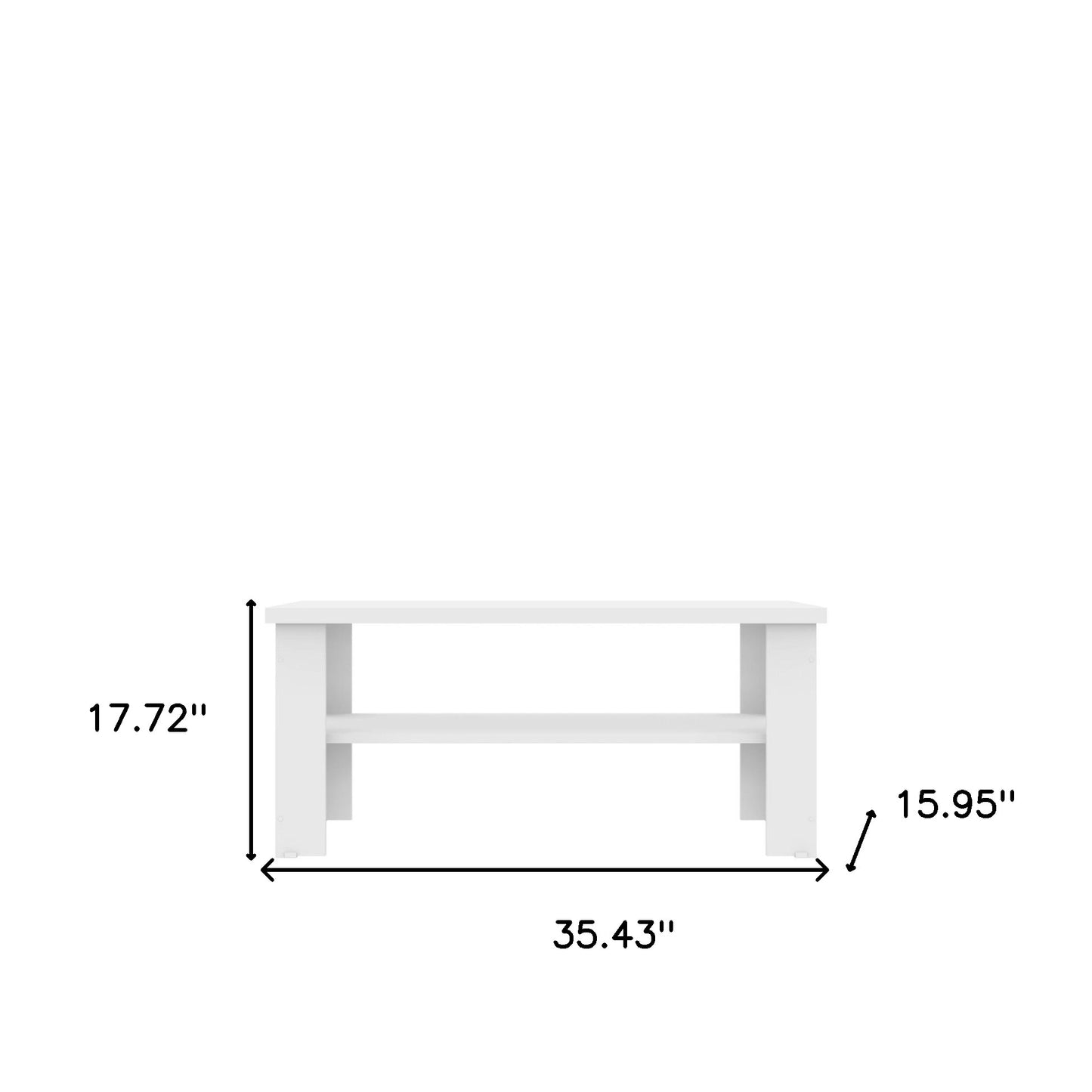 35" White Rectangular Coffee Table With Shelf