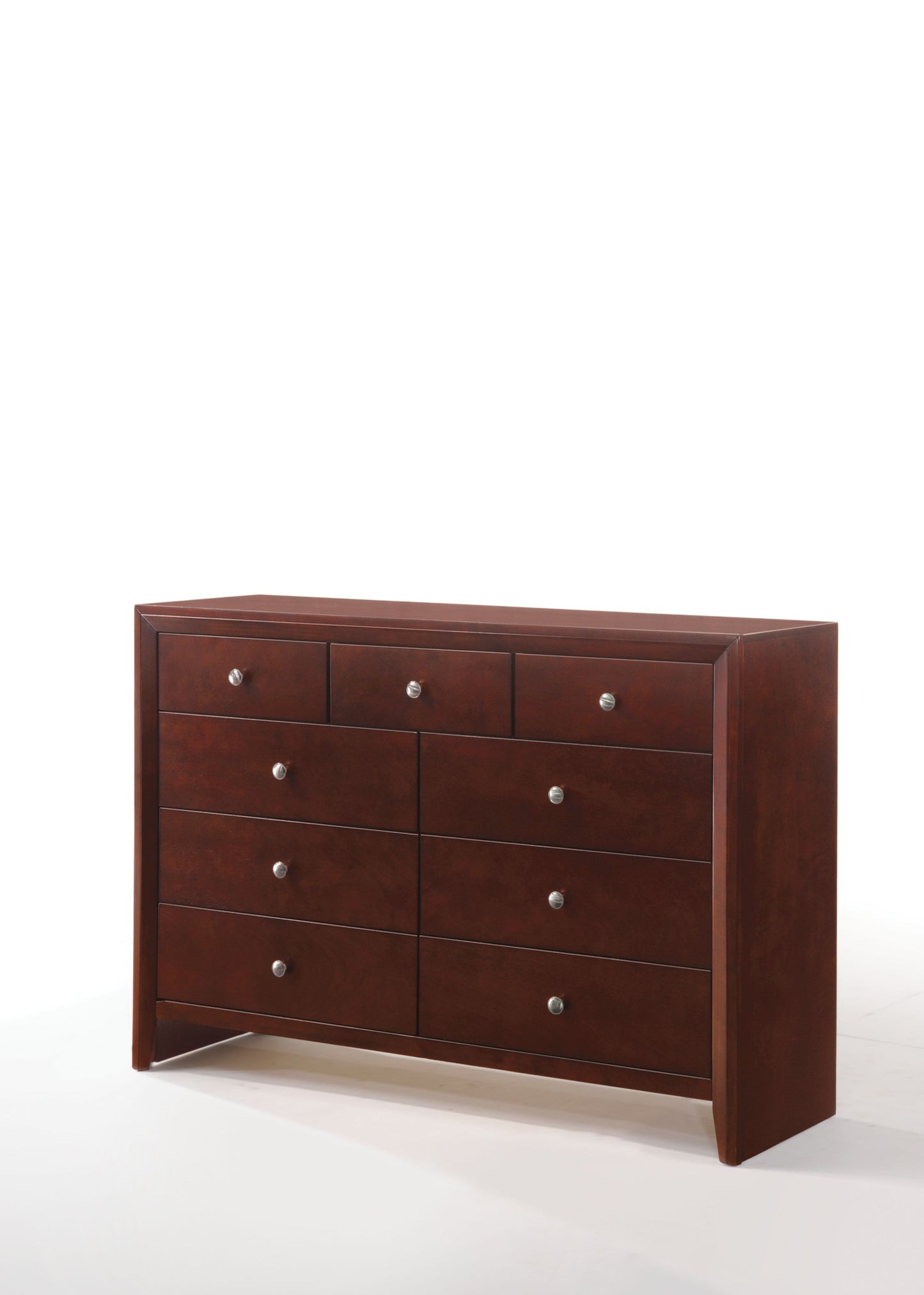 55" Brown Solid and Manufactured Wood Nine Drawer Triple Dresser
