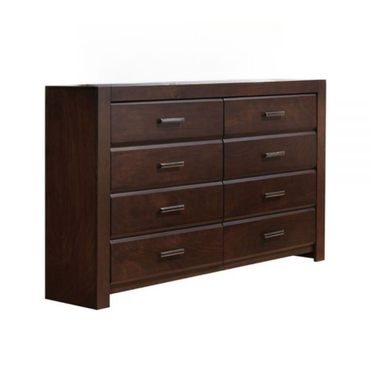 59" Brown Solid and Manufactured Wood Eight Drawer Double Dresser