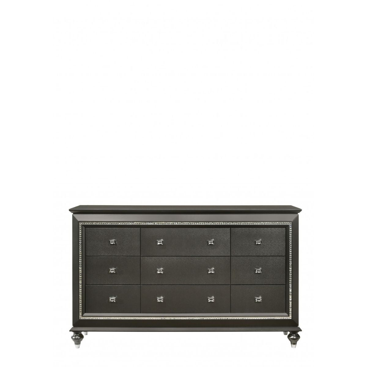 66" Gray Solid and Manufactured Wood Nine Drawer Triple Dresser