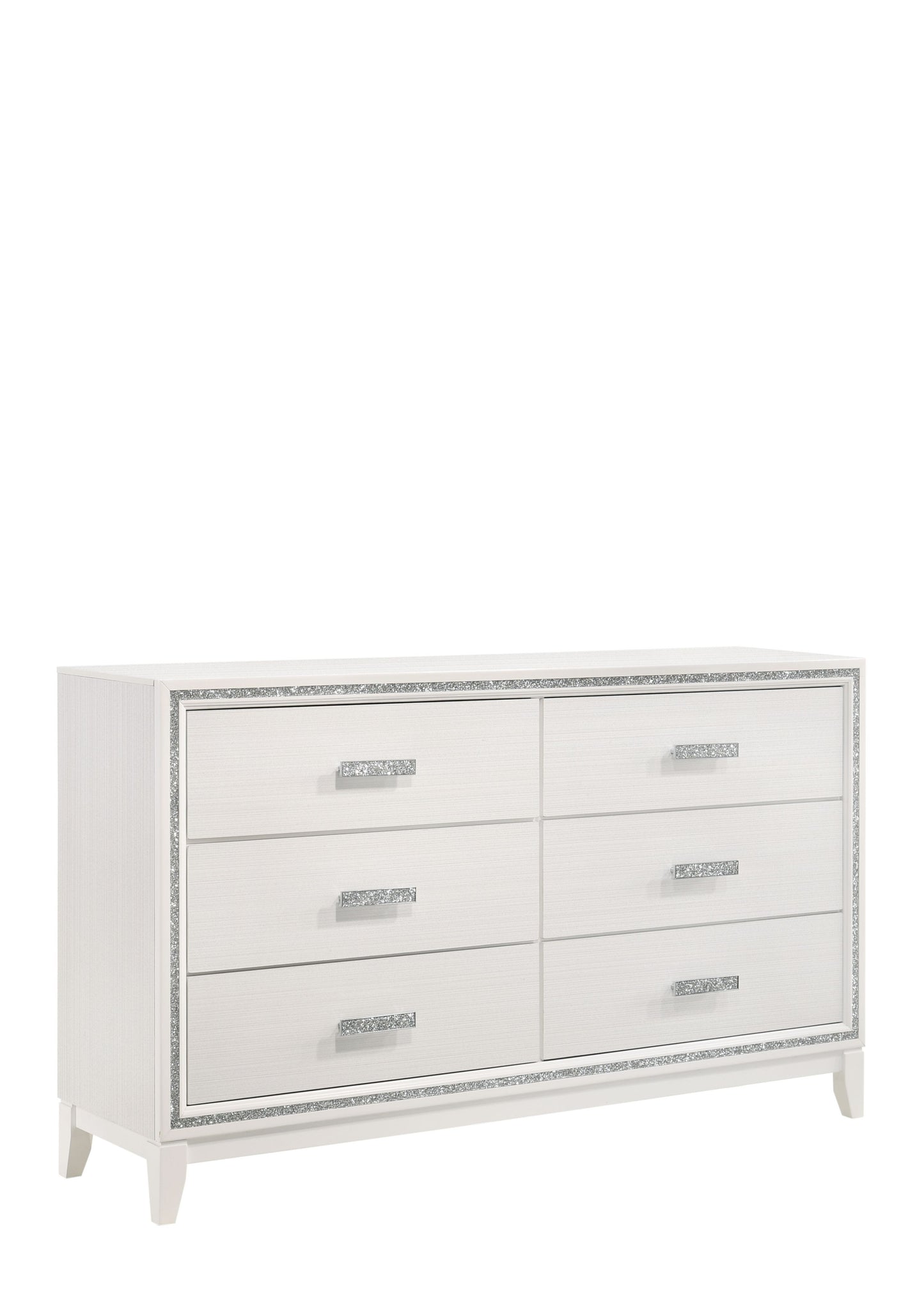 63" White Solid and Manufactured Wood Six Drawer Double Dresser
