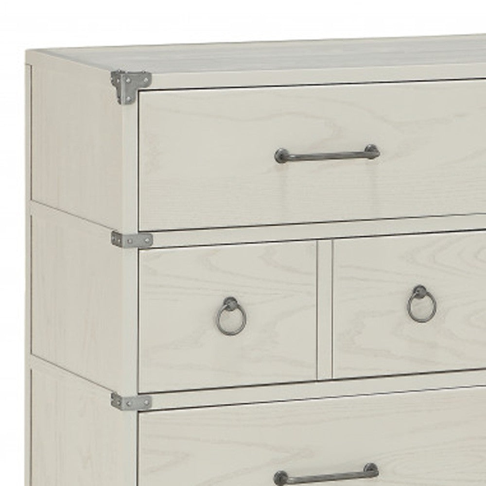 54" Gray Solid and Manufactured Wood Six Drawer Double Dresser