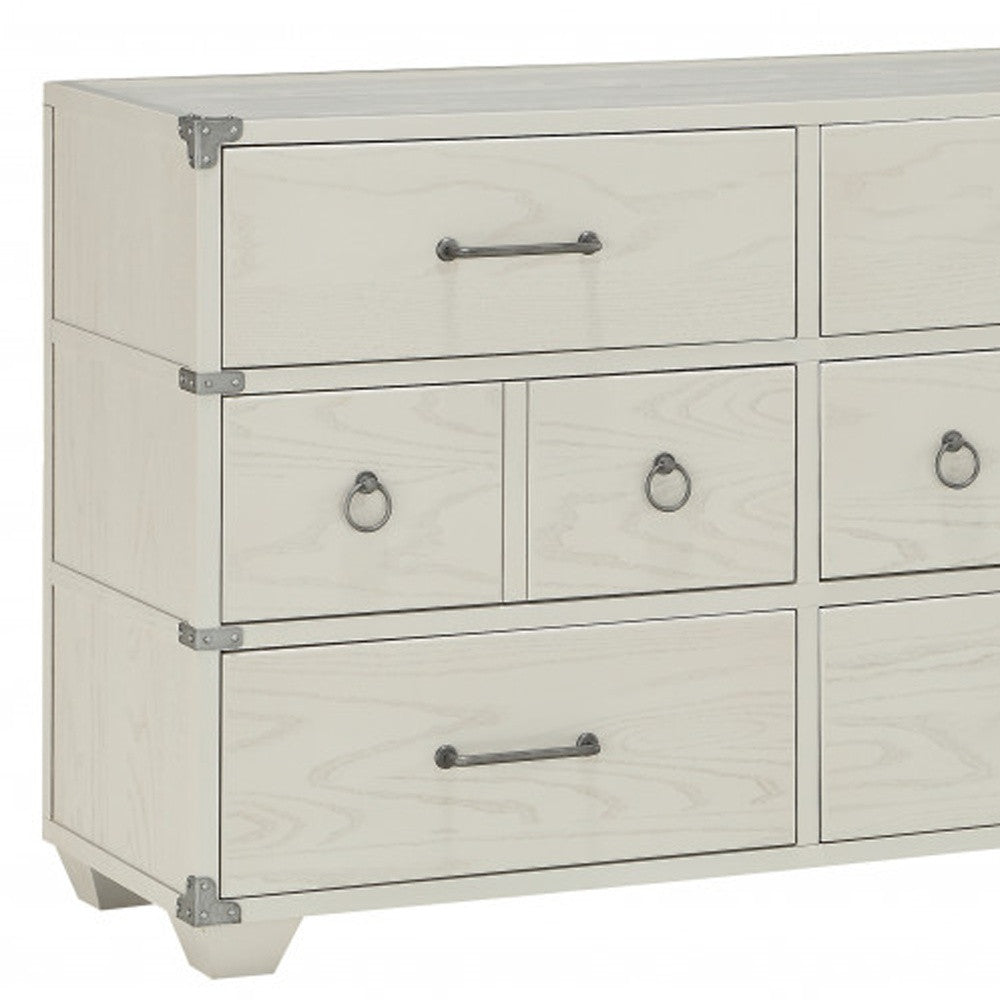 54" Gray Solid and Manufactured Wood Six Drawer Double Dresser