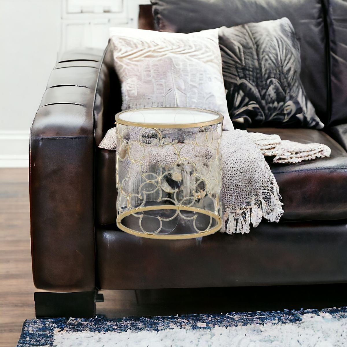 20" Gold And Clear Glass Round Nested Coffee Tables
