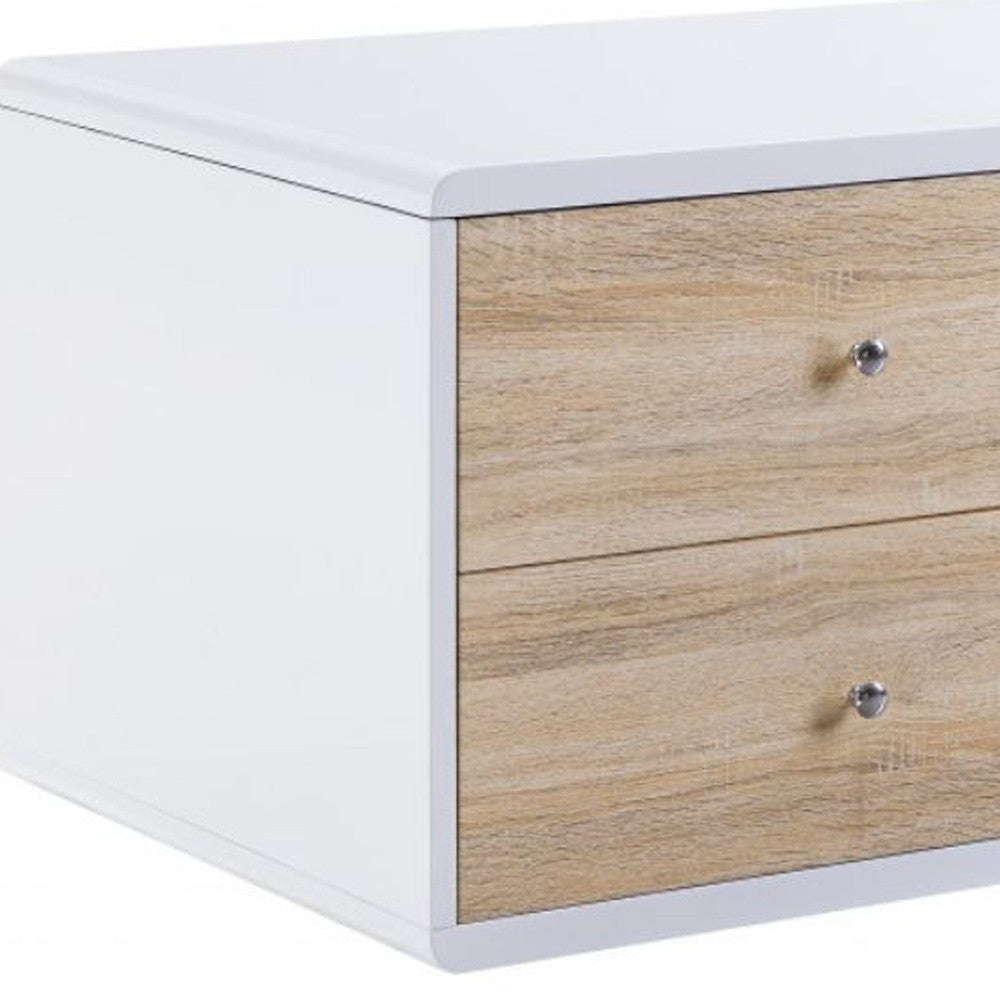 47" White High Gloss Manufactured Wood Rectangular Coffee Table With Four Drawers