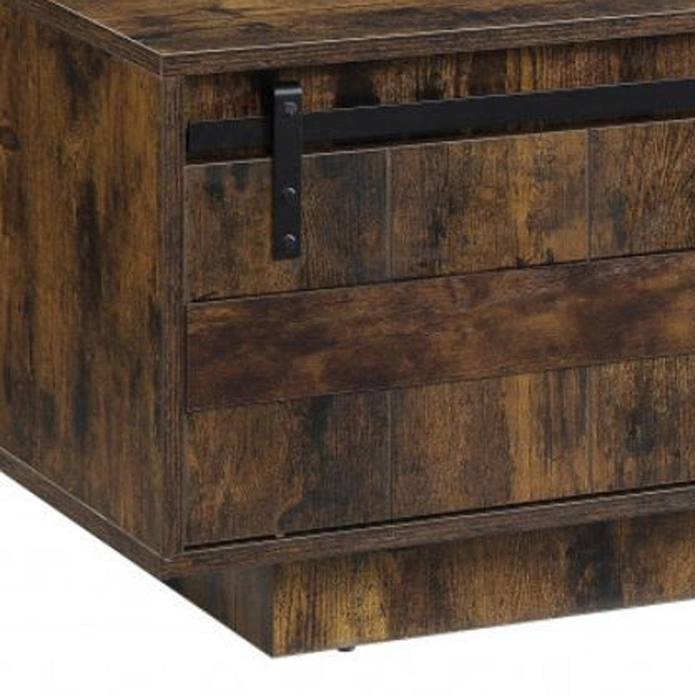 47" Rustic Oak Melamine Veneer And Manufactured Wood Rectangular Coffee Table With Drawer And Shelf