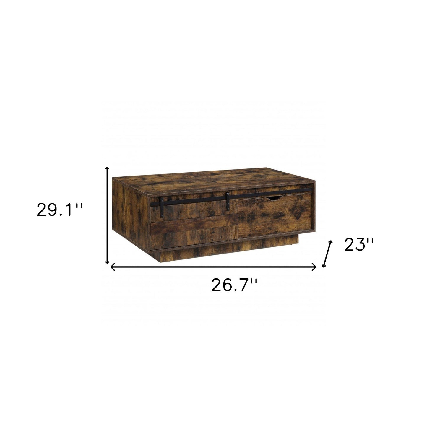 47" Rustic Oak Melamine Veneer And Manufactured Wood Rectangular Coffee Table With Drawer And Shelf