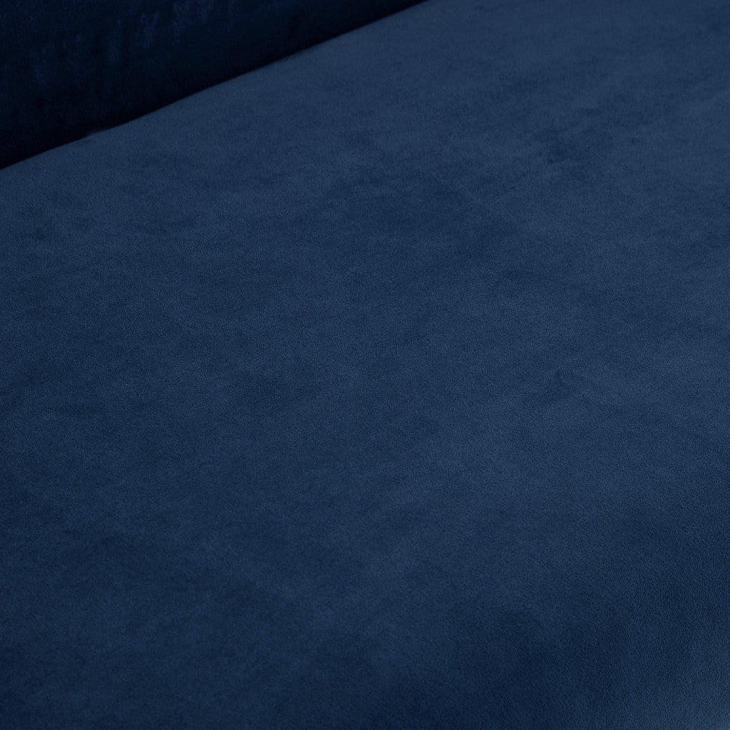 50" Navy Blue And Brown Upholstered Velvet Bench