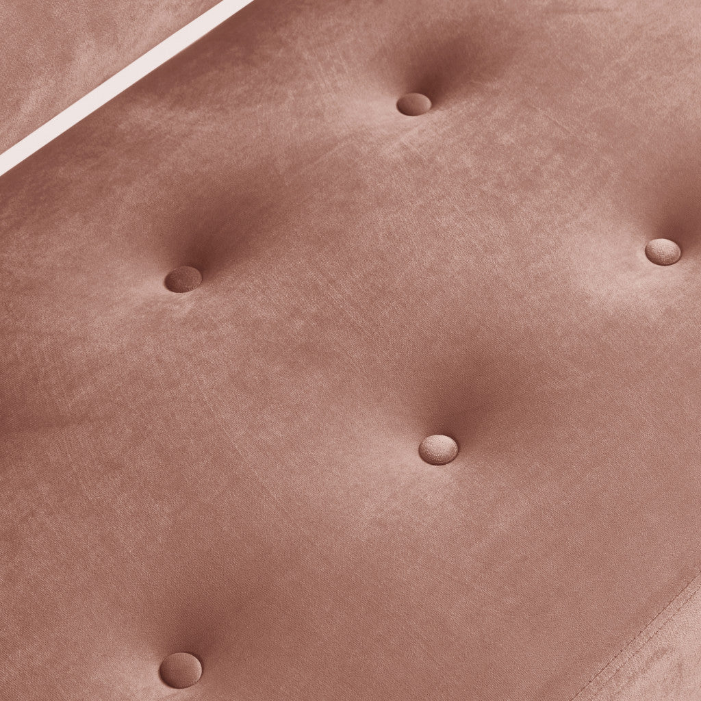48" Blush And Brown Upholstered Velvet Bench