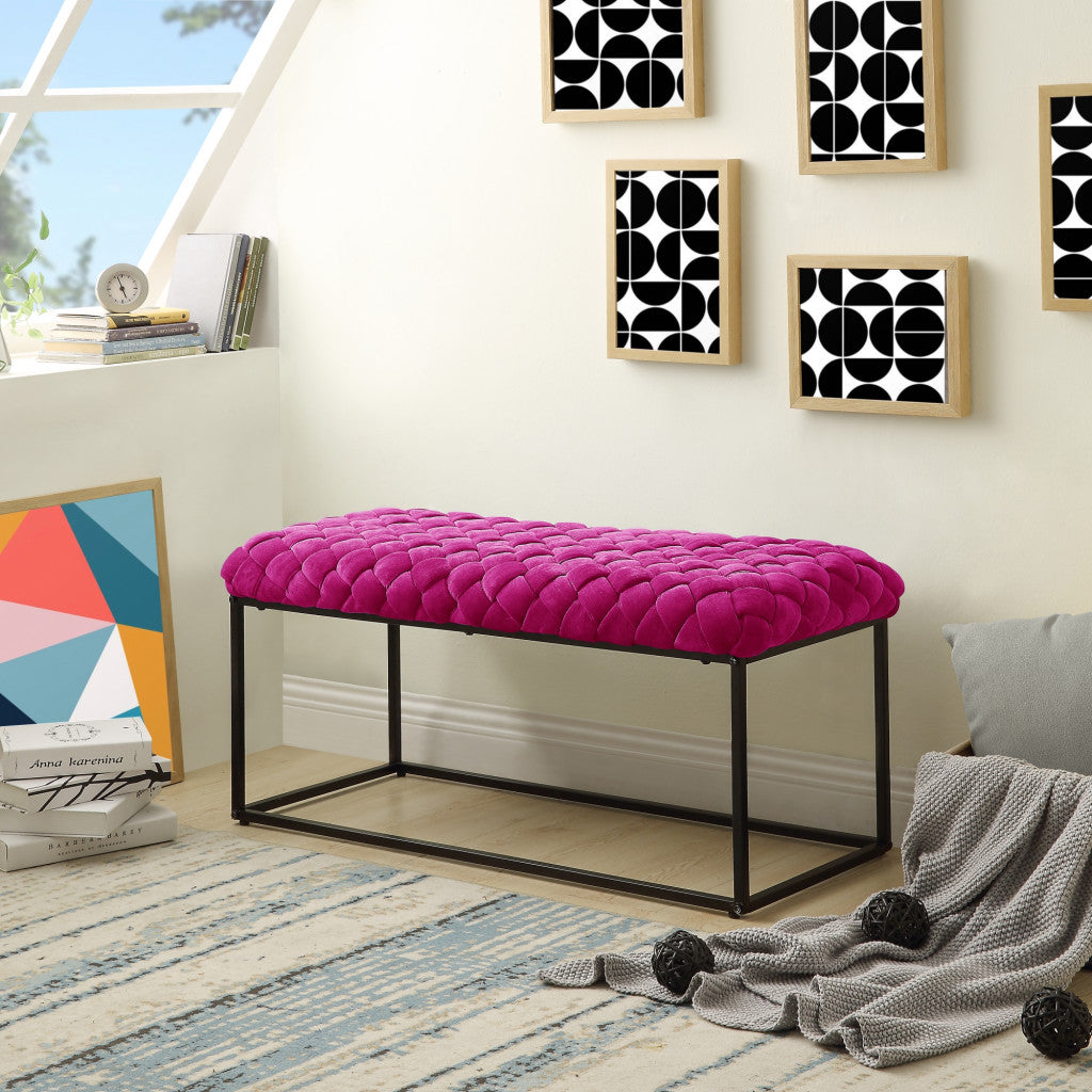 39" Black Upholstered Velvet Bench