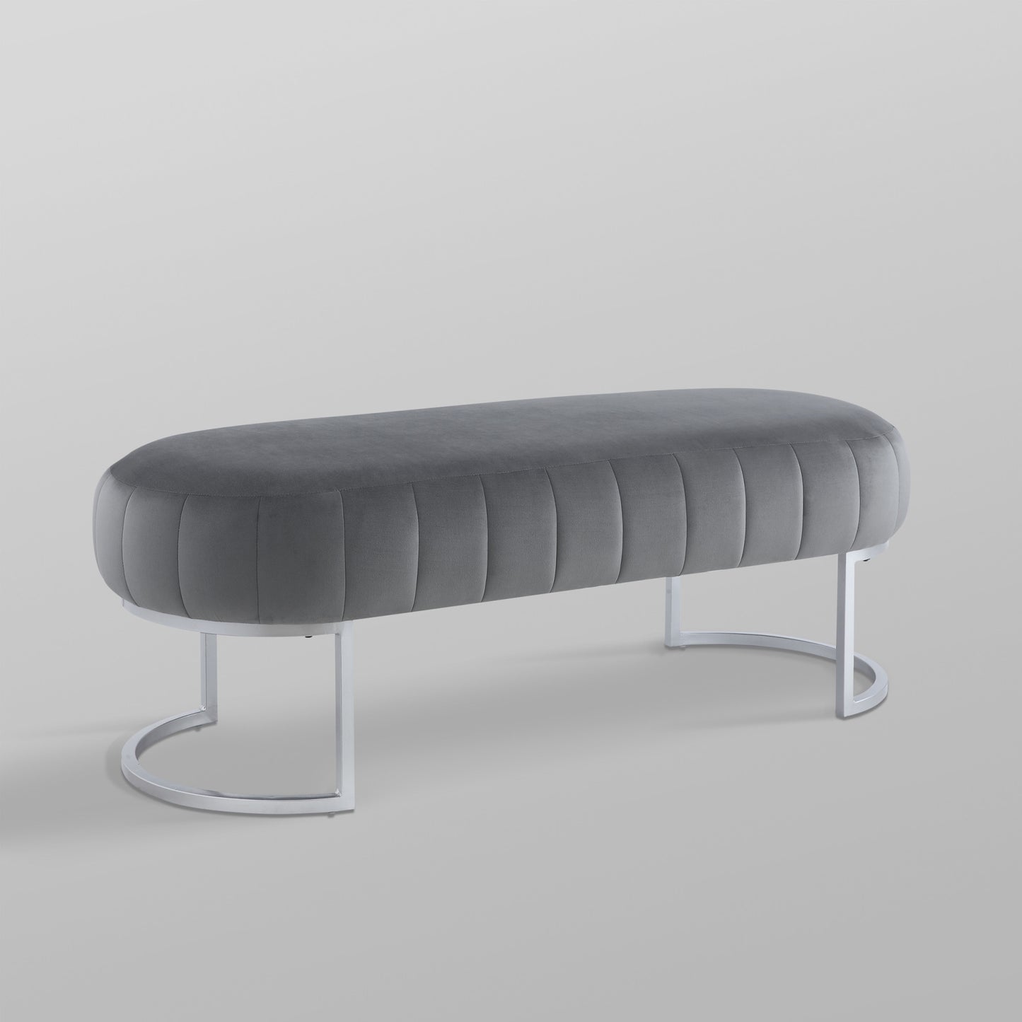 53" Blush And Gold Upholstered Velvet Bench