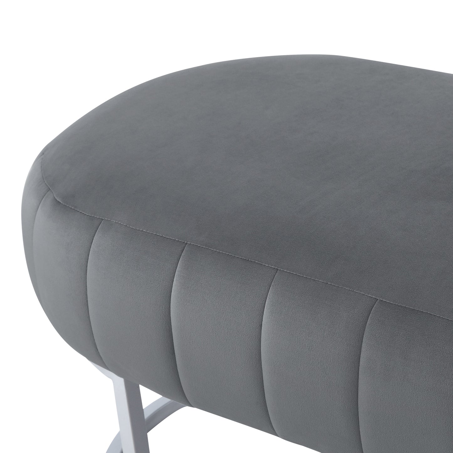 53" Blush And Gold Upholstered Velvet Bench