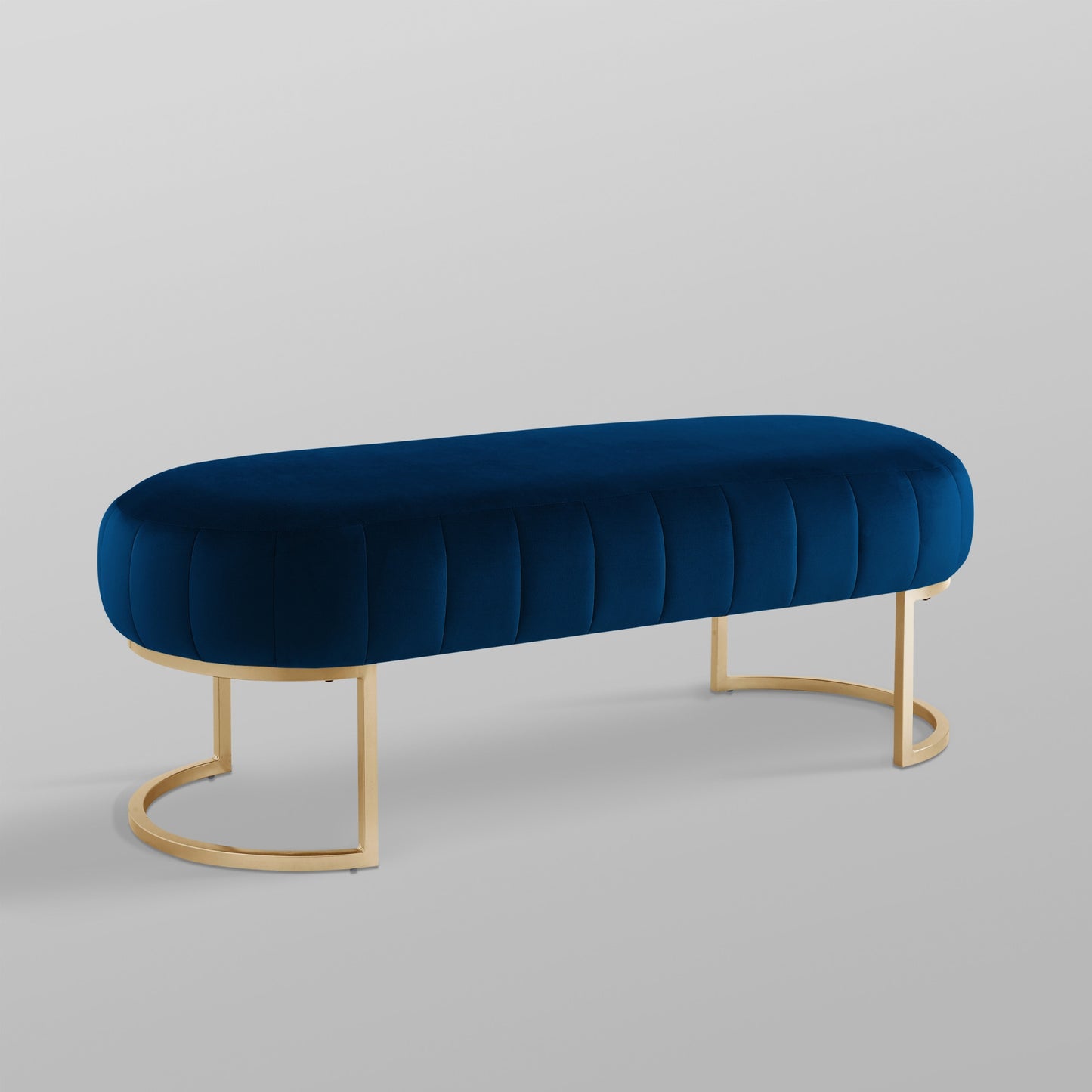 53" Blush And Gold Upholstered Velvet Bench