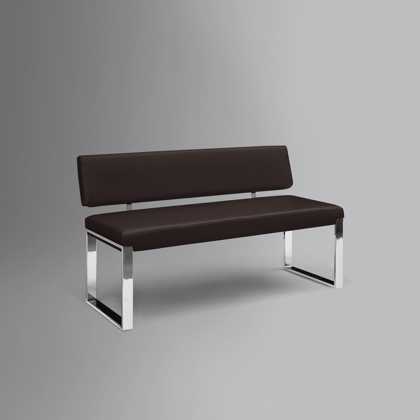 50" Brown and Silver Upholstered Faux Leather Bench