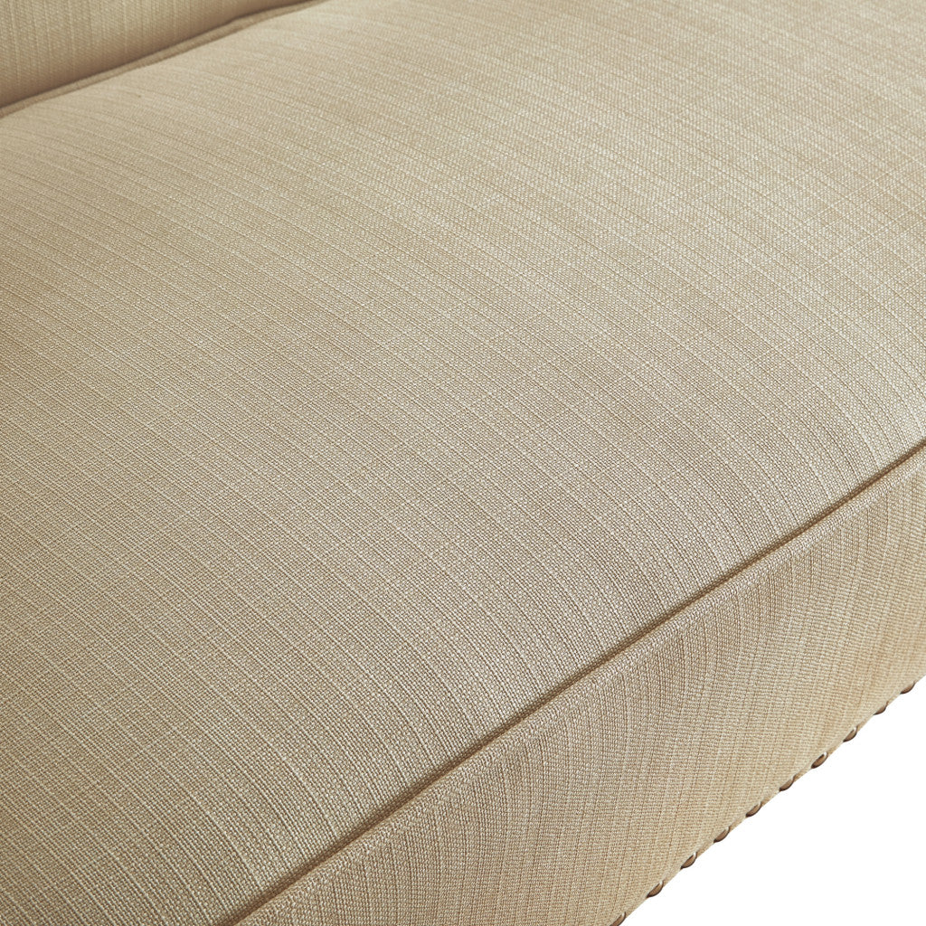 45" Blush And Brown Upholstered Velvet Bench