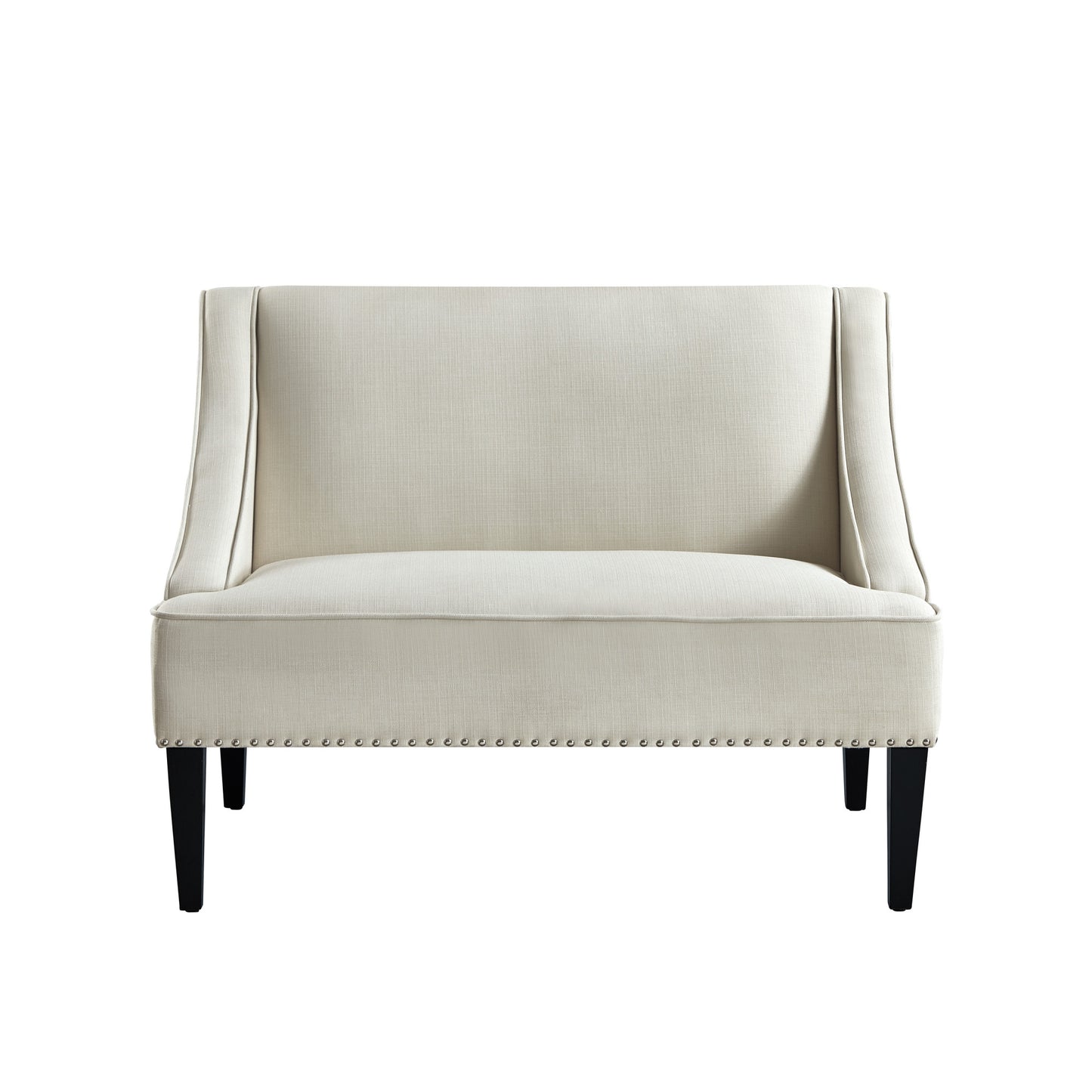 45" Blush And Brown Upholstered Velvet Bench