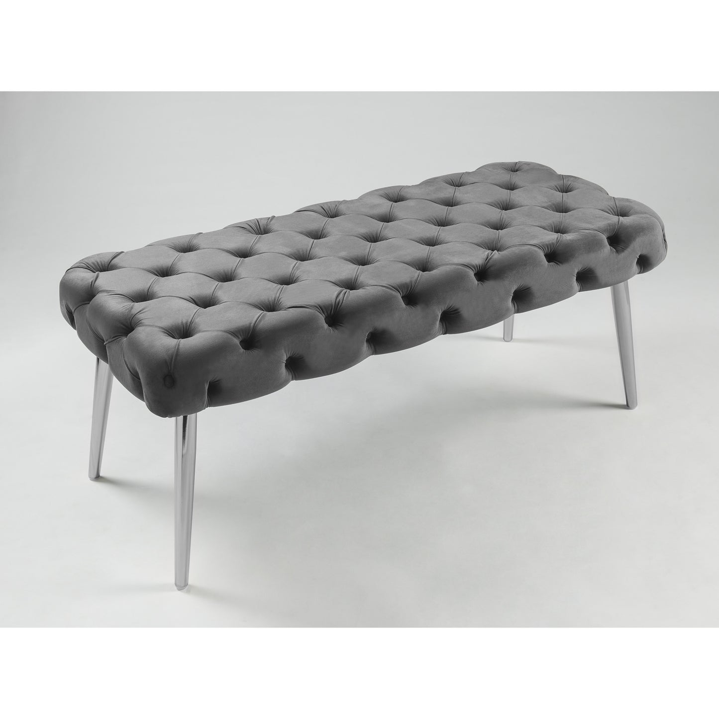 48" Lilac And Gold Upholstered Velvet Bench