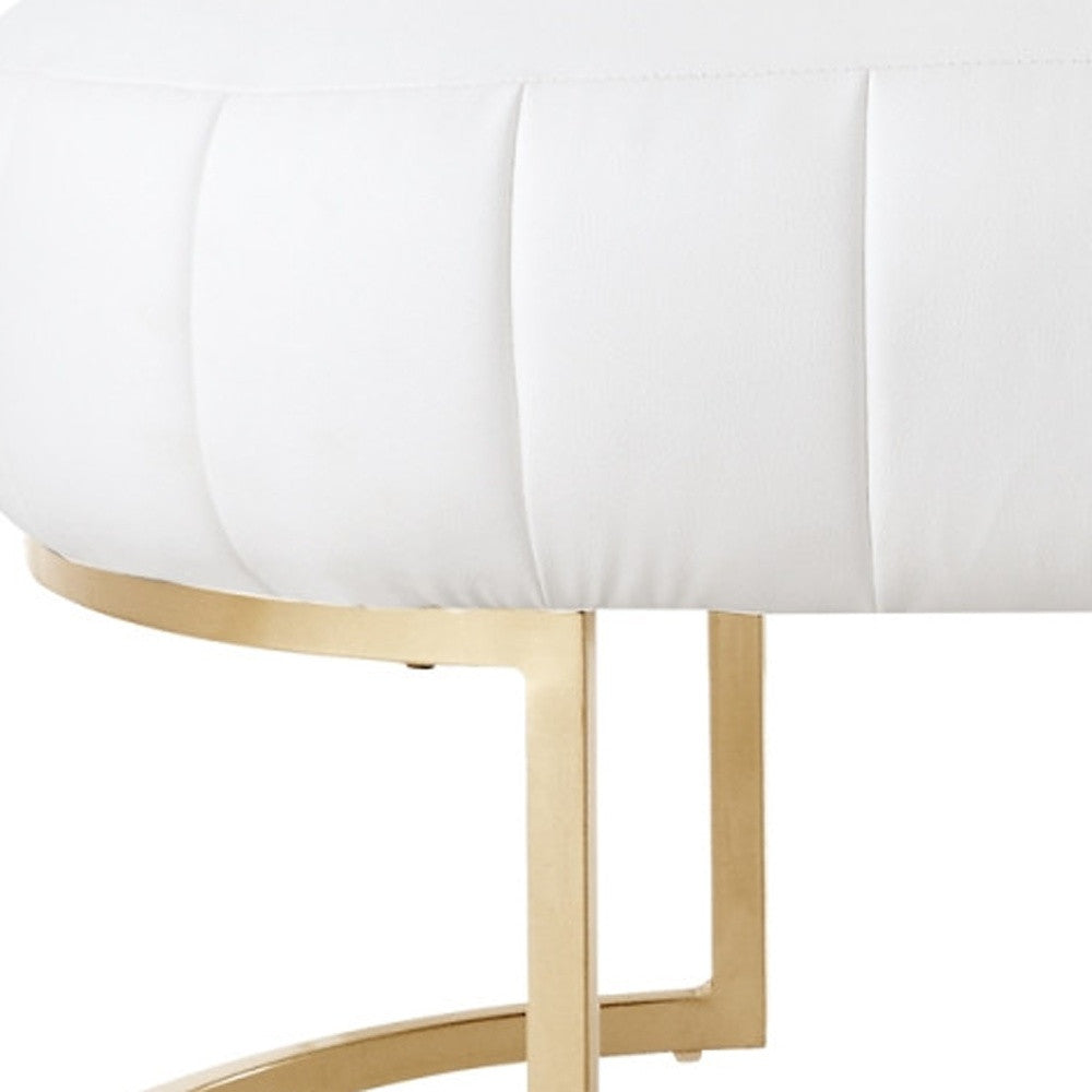 53" Blush And Gold Upholstered Velvet Bench