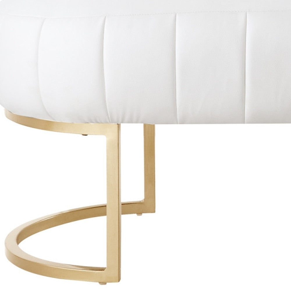 53" Blush And Gold Upholstered Velvet Bench