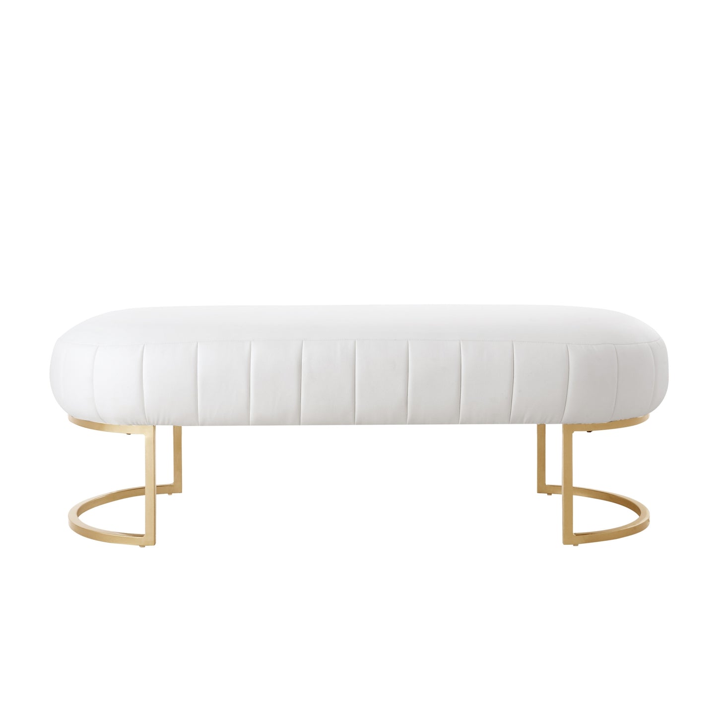 53" Blush And Gold Upholstered Velvet Bench