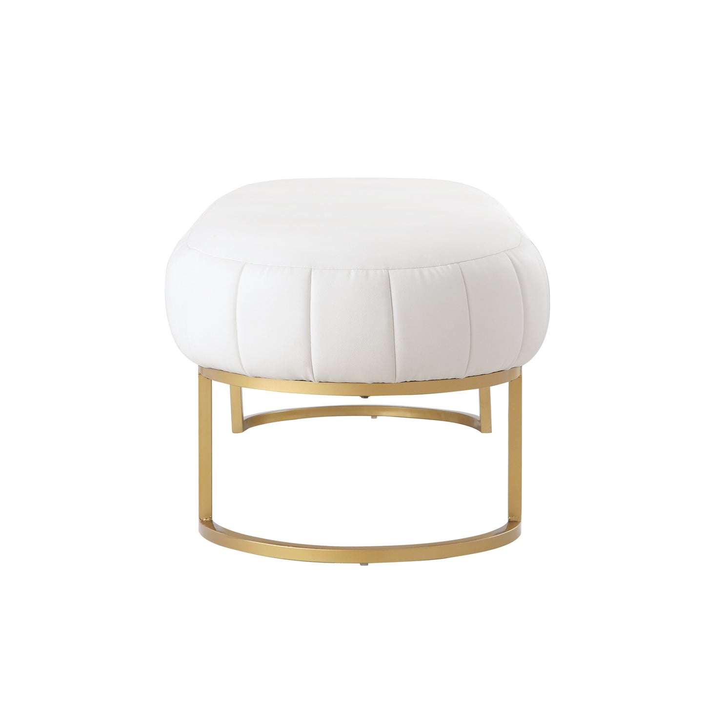 53" Blush And Gold Upholstered Velvet Bench