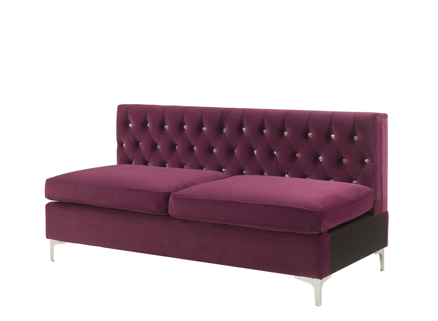 69" Burgundy Velvet And Silver Sofa With Two Toss Pillows