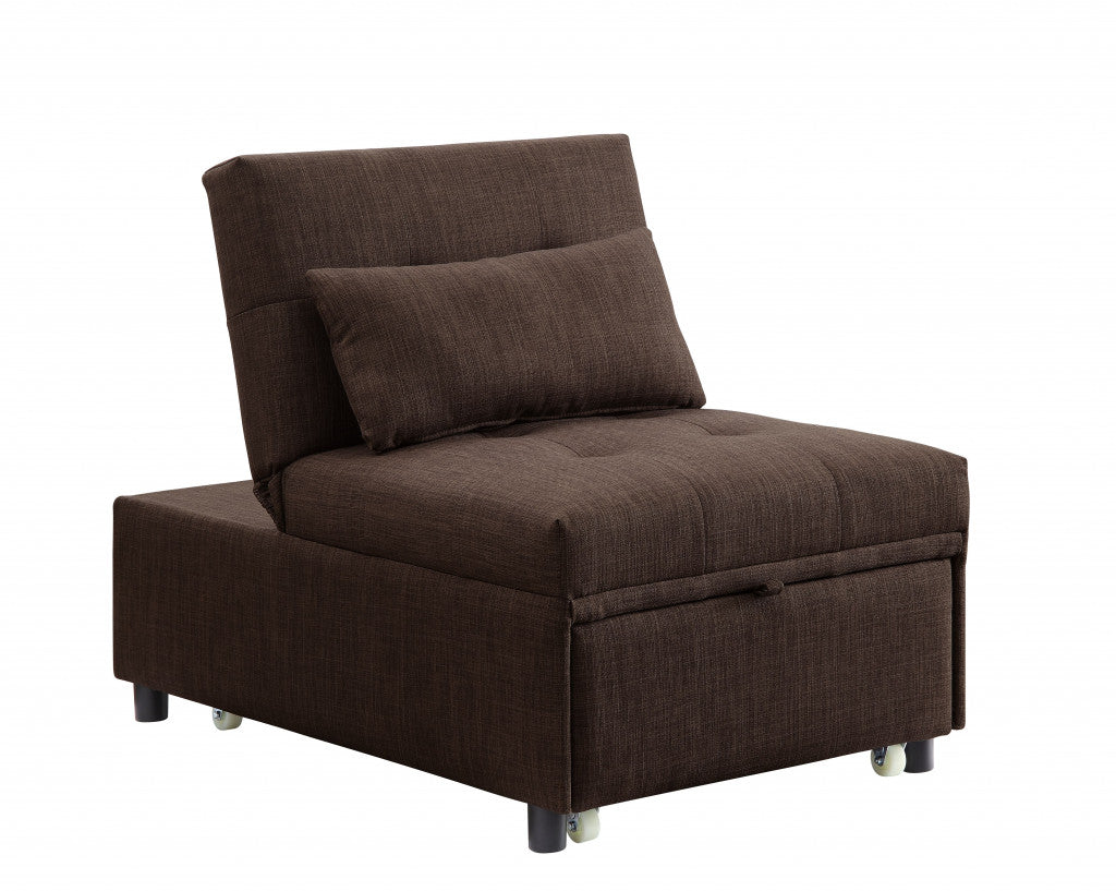 28" Brown Linen And Black Sleeper Sofa