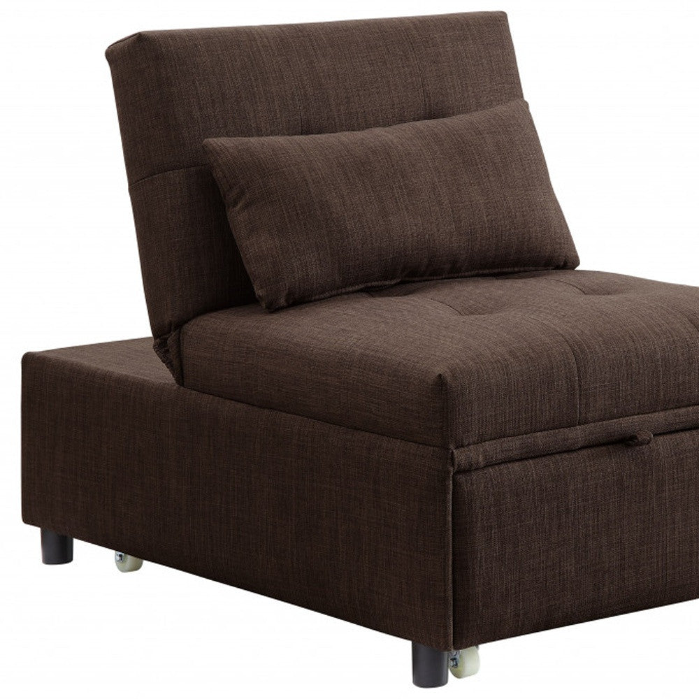 28" Brown Linen And Black Sleeper Sofa